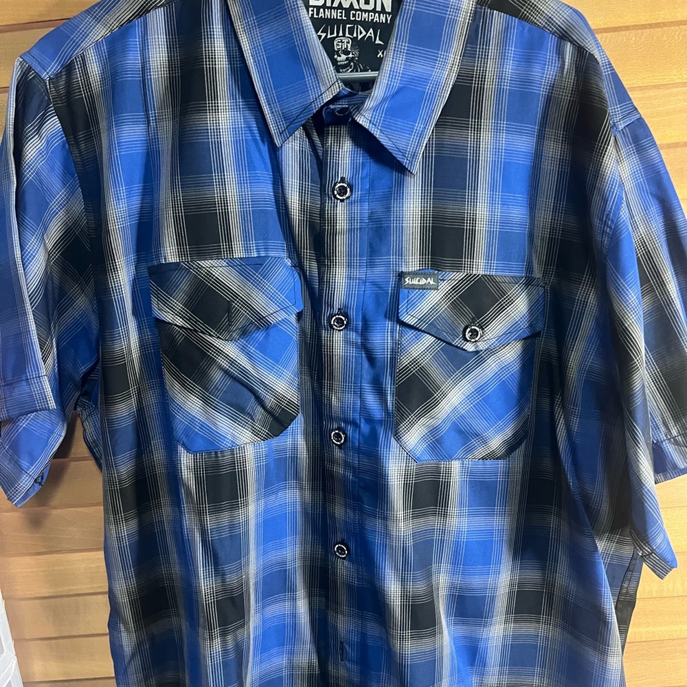 Blue and Black Plaid Men's Casual Shirt
